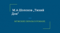 Презентация по литературе 11 класс Мужские образы в романе Шолохова Тихий Дон