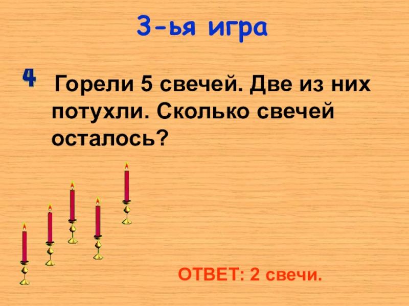 Горели 7 свечей 2 погасли сколько