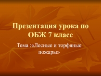 Презентация к уроку для 7 классаЛесные и торфяные пожары