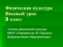 Презентация по физической культуре на тему: Вводный урок