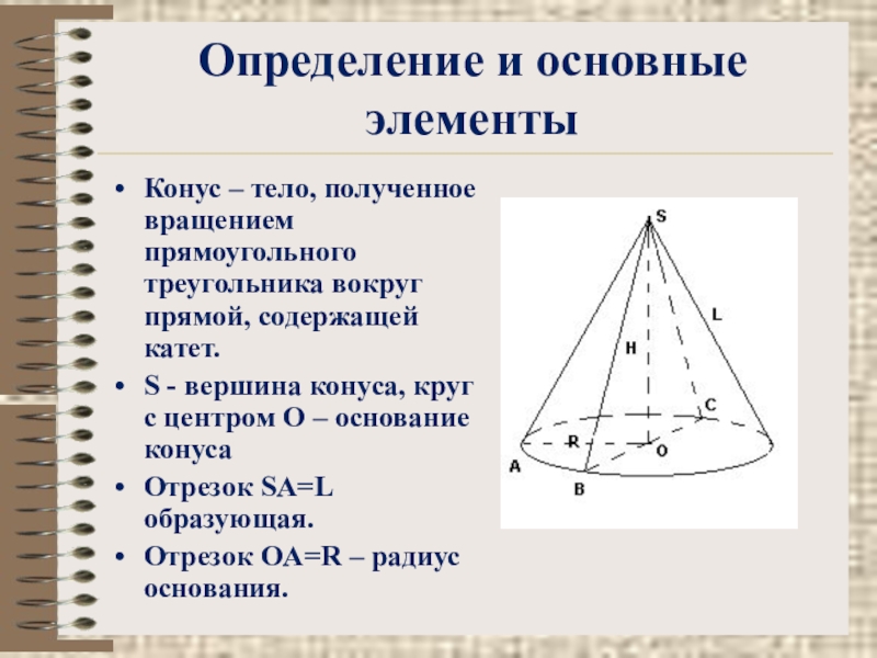 На рисунке изображен круговой конус сопоставьте элементы рисунка с их названиями