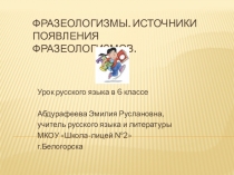Фразеологизмы. Источники появления фразеологизмов. (6 класс)