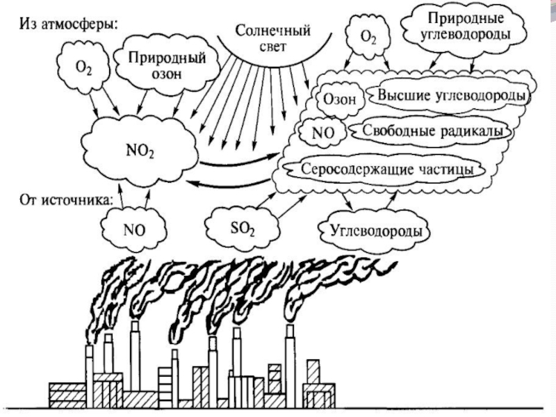 Соединения серы в атмосфере. Закисление среды. Схема антропогенного закисления природной среды. Этапы закисления природных водоёмов. Закисление почв от азота.