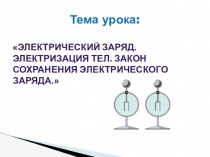 Презентация по физике на тему:Электрический заряд. Электризация тел. Закон сохранения электрического заряда.