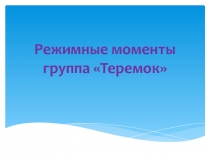 Презентация Режимные моменты группы Теремок