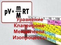 Презентация по физике Уравнение Клапейрона-Менделеева. Изопроцессы