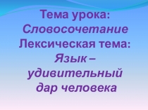 Словосочетание. Язык – удивительный дар человека