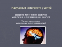 Презентация по работе с детьми с ОВЗ Нарушения интеллекта у детей