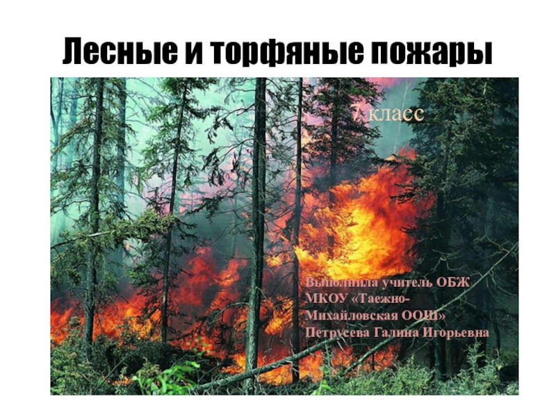 Презентация Презентация по ОБЖ на тему Лесные и торфяные пожары 7 класс