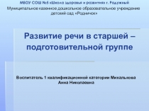Презентация Развитие речи в старшей - подготовительной группе