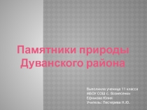 Памятники природы Дуванского района Республики Башкортостан