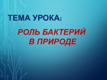 Презентация по биологии на тему: Роль бактерий в природе.