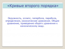 Презентация по геометрии Кривые второго порядка