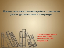 Основы смыслового чтения и работа с текстом на уроках русского языка и литературы