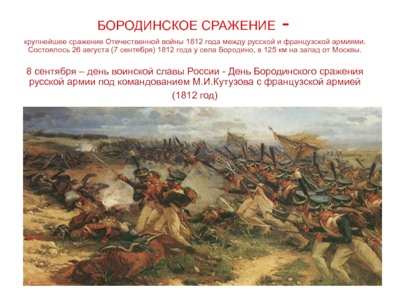 Презентация Презентация по истории Отечества на тему Бородинское сражение