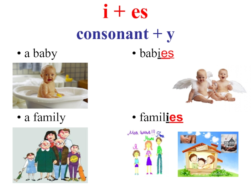 i + es consonant + ya babybabiesa familyfamilies