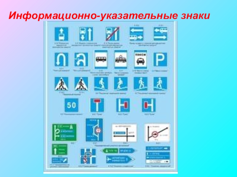 Информационные знаки дорожного движения презентация