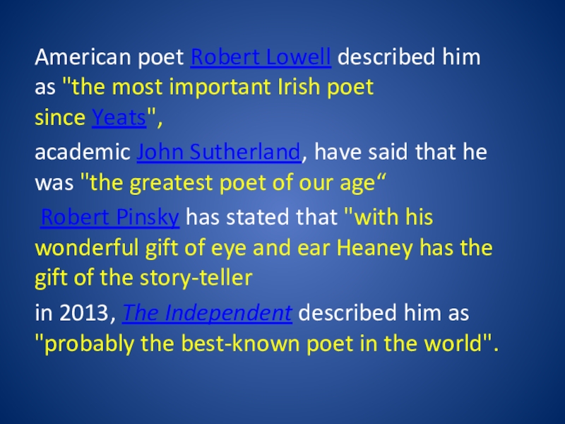 Реферат: How Does Seamus Heaney Write About Nature