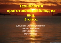 Презентация по технологии на тему: Технология приготовления блюд из яиц (5 класс)