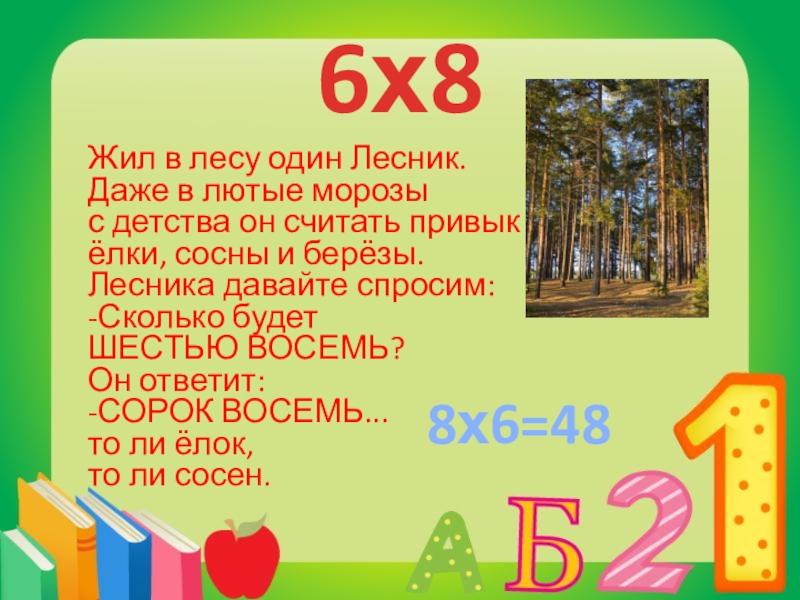 Стих 6 глава 6. Шесть на восемь сорок восемь. Стихотворение шестью восемь сорок восемь. 8 Шесть. Текст для 1 класса в лесу живет Лесник.