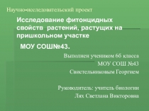 Презентация к научно-исследовательской работе Фитонцидные свойства растений