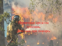 Презентация по ОБЖ Первичные средства тушения пожара. Действия при пожаре