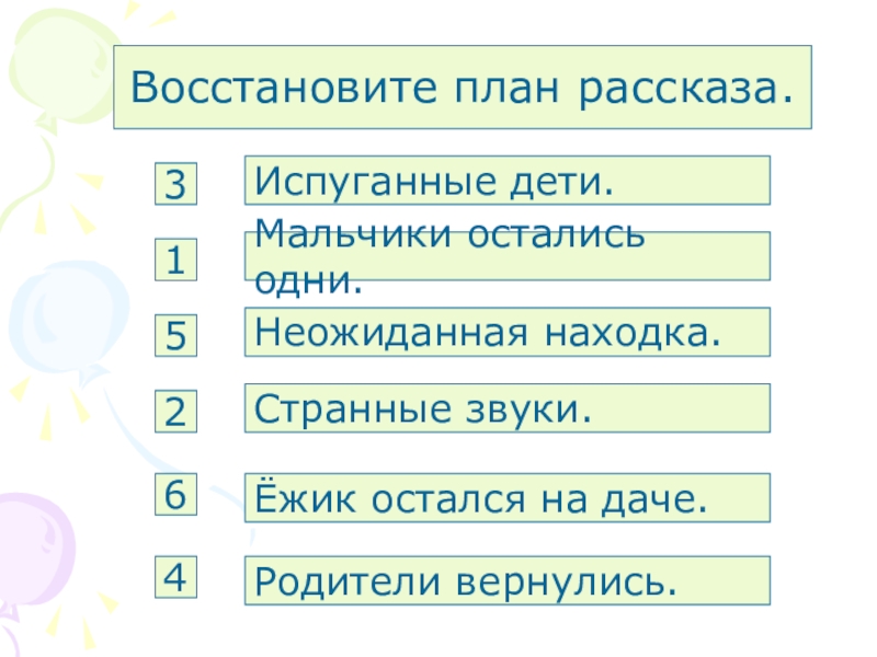 Восстанови план рассказа