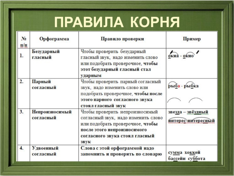 Правила корня в русском языке
