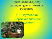 Презентация к уроку литературного чтения по рассказу К.Г.Паустовского Корзина с еловыми шишками