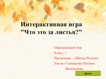 Презентация Что это за листья. Окружающий мир 1 класс. УМК Школа России