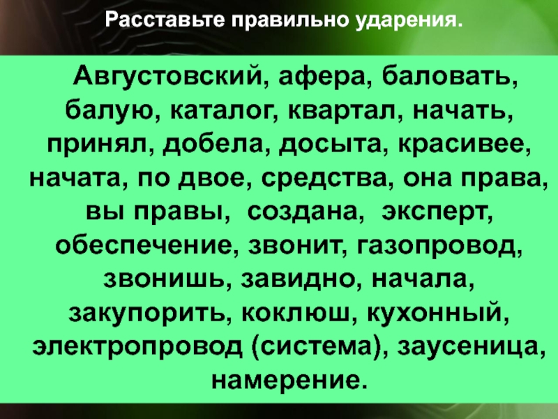 Добела начатый звонит бензопровод ударение