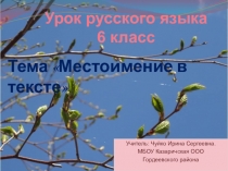 Презентация по русскому языку на тему Местоимения в тексте (6 класс)