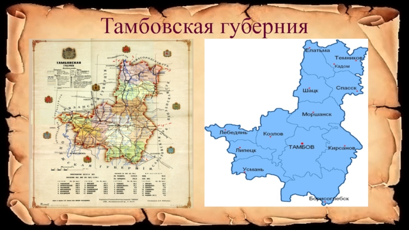 Карта тамбовской губернии 1850