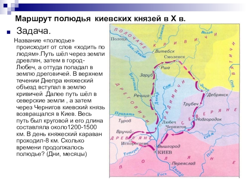 С каким из данных событий связано полюдье. Маршрут полюдья Игоря. Маршрут полюдья киевских князей.