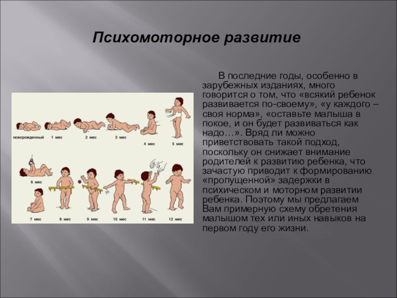 Схема нормального психомоторного развития ребенка