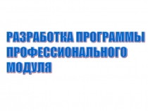 Презентация  Разработка программы профессионального модуля