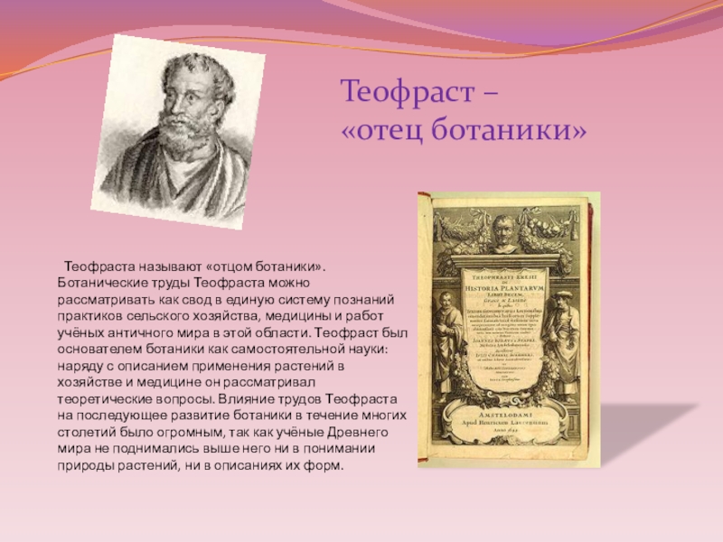 теофраст ученик аристотеля. до н. кого называют отцом ботаники. греческая ботаника. теофраст отец ботаники.