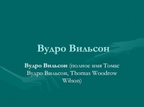 Презентация по истории на тему  В.Вильсон (10 класс)