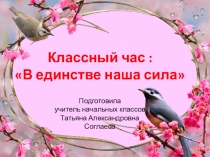 Презентация к ВСЕКУБАНСКОМУ КЛАССНОМУ ЧАСУ В ЕДИНСТВЕ НАША СИЛА.