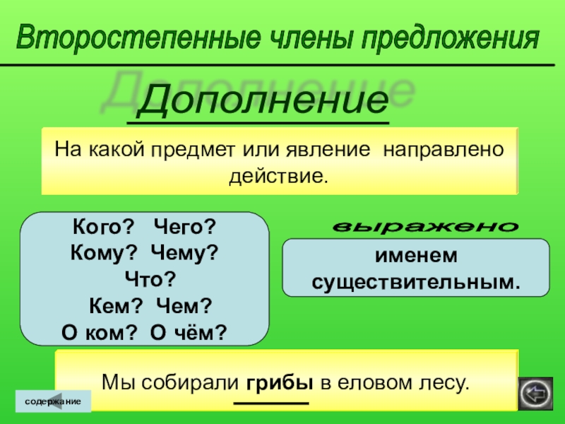 Выделенные второстепенные предложения. Второстепенные члены предложения. Второстепенные члены дополнение. Предложения с второстепенными дополнениями. Дополнение член предложения.