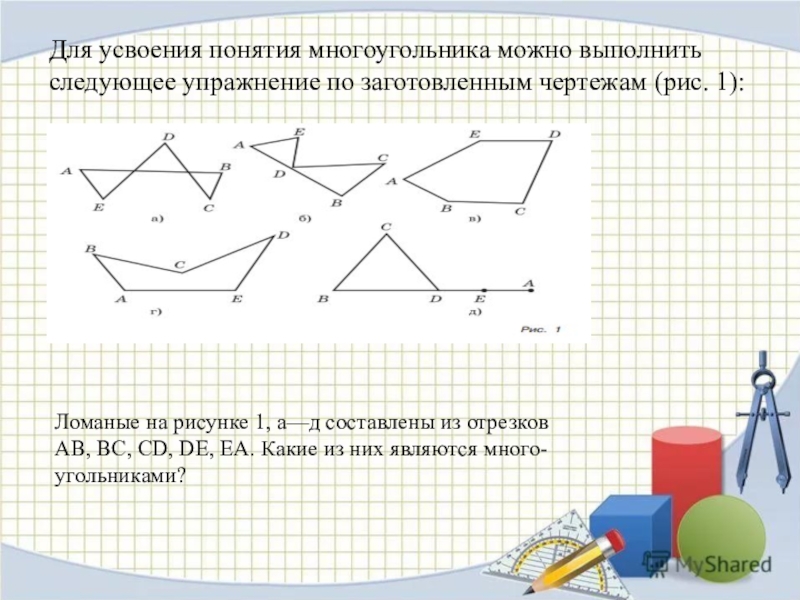 Фигура составленная из многоугольников. Рисунок из многоугольников и ломаных. Ломаные и многоугольники объяснение. Понятие ломаный многоугольник. Какая из фигур является ломаной.