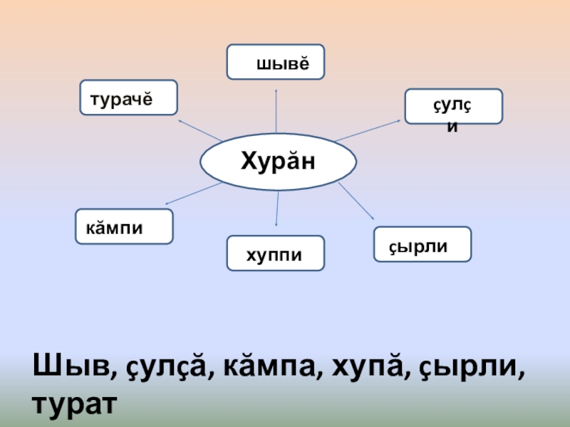 Хурăн хуппишывĕхуппиçулçиçырлитурачĕкăмпиШыв, çулçă, кăмпа, хупă, çырли, турат