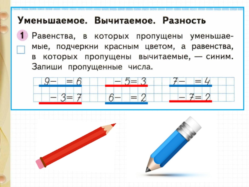 Презентация уменьшаемое вычитаемое разность 1 класс школа россии