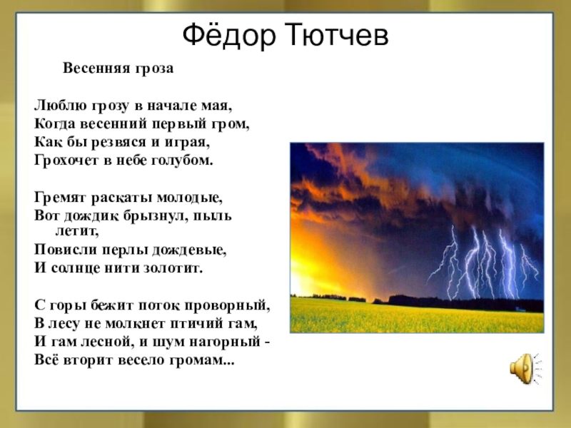 Тютчев весенняя гроза презентация 3 класс перспектива