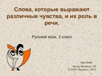 Презентация по русскому языку на тему Слова, которые выражают различные чувства, и их роль в речи.
