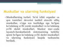 Презентация по биологии на тему Мускуллар (8 класс на узбекском языке)