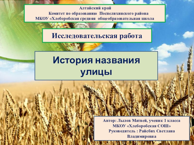 Презентация История названия улицы