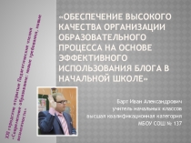 Обеспечение высокого качества организации образовательного процесса на основе эффективного использования блога в начальной школе