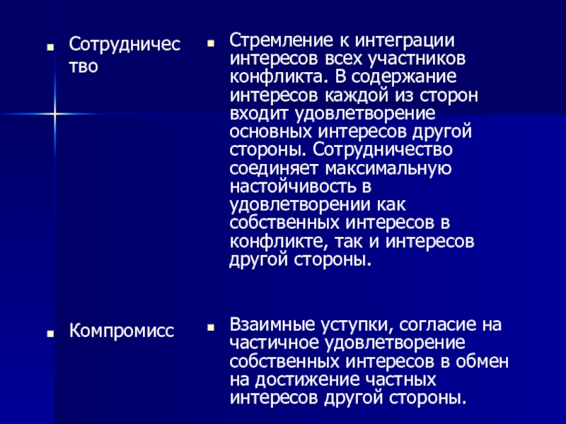 Содержание интереса. Стремление к интеграции интересов всех участников конфликта это. Интеграция в конфликте. Отличия компромисса и интеграции в конфликте. Интеграция интересов.