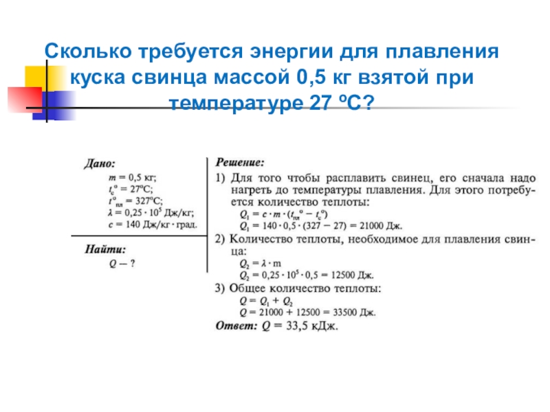 Кусок свинца массой